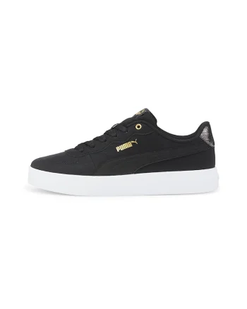 Pantofi sport low-top din piele ecologica Skye Clean Raw Metallic, Alb/Negru