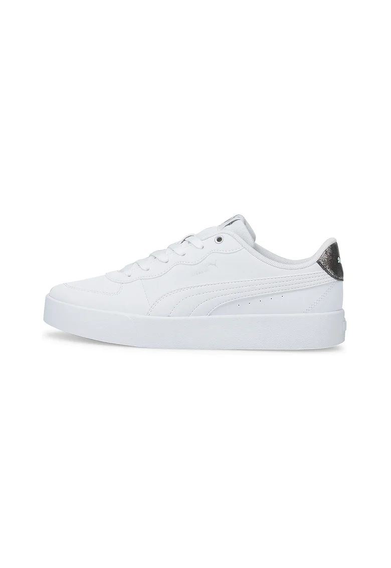 Pantofi sport low-top din piele ecologica Skye Clean Raw Metallic, Alb