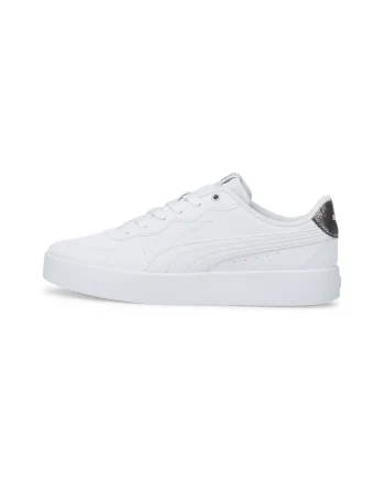 Pantofi sport low-top din piele ecologica Skye Clean Raw Metallic, Alb