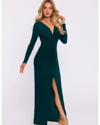Rochie din tricot elastic cu impletitura, Verde sticla