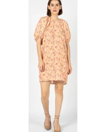 Rochie cu maneci bufante si imprimeu floral,