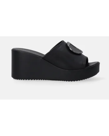 Papuci din piele cu talpa wedge