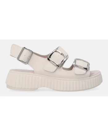 Sandale demi wedge uni din piele