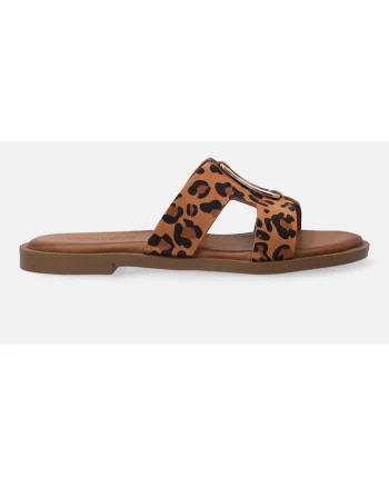 Slapi din piele cu animal print