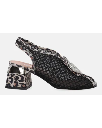 Sandal cu toc masin si animal print