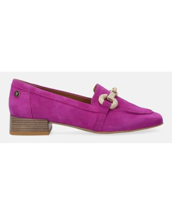 Pantofi loafer fucsia din piele intoarsa