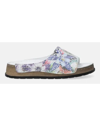 Papuci din piele nubuc cu model abstract