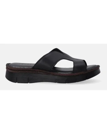 Papuci demiwedge din piele cu decupaje