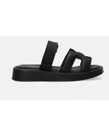 Papuci din piele naturala, Negru