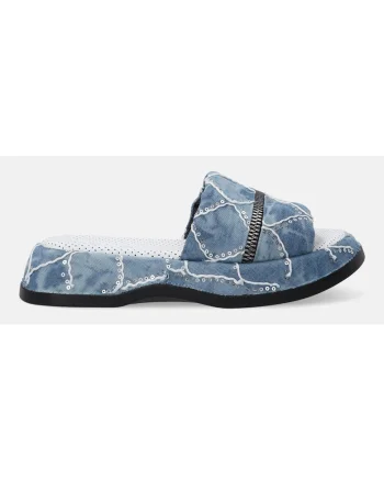 Papuci din denim decorati cu paiete