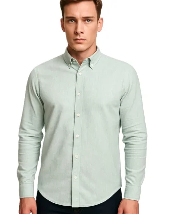 Camasa slim fit de in, Verde deschis