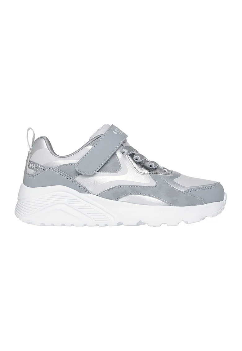 Pantofi sport Uno Lite de piele ecologica cu velcro, Gri deschis/Alb optic