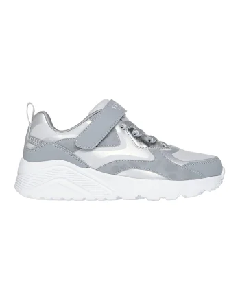 Pantofi sport Uno Lite de piele ecologica cu velcro, Gri deschis/Alb optic