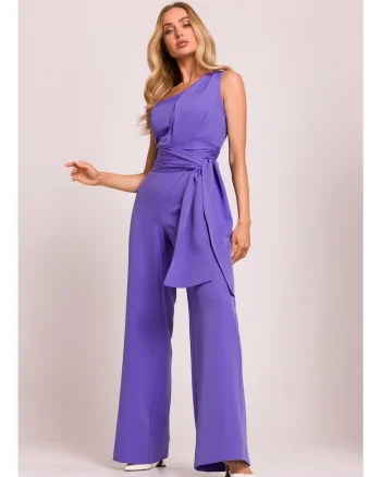Salopeta pe un umar cu panglici legate,  violet deschis, Violet deschis