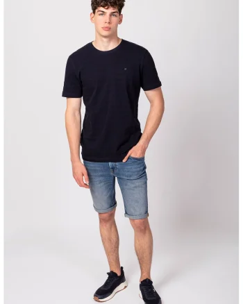 Tricou din bumbac cu decolteu la baza gatului, Albastru ultramarin