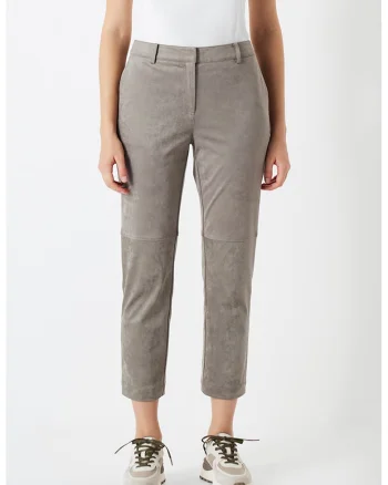 Pantaloni crop cu talie medie, Gri inchis