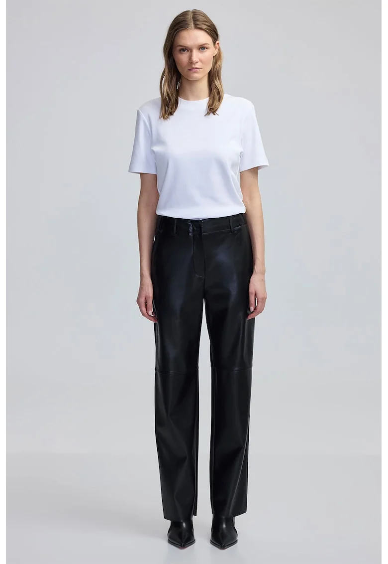 Pantaloni drepti cu talie medie, Negru