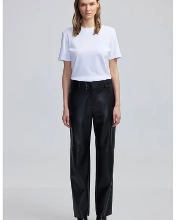 Pantaloni drepti cu talie medie, Negru