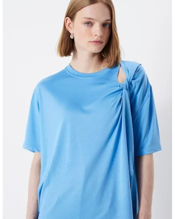 Tricou cu detaliu rasucit, Albastru pastel
