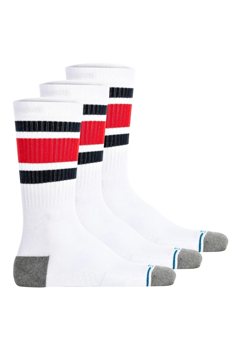 Set de sosete lungi unisex - 3 perechi, Rosu/Alb/Albastru inchis