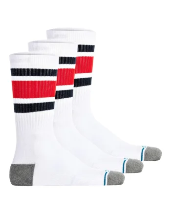 Set de sosete lungi unisex - 3 perechi, Rosu/Alb/Albastru inchis
