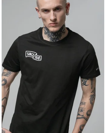Tricou cu imprimeu pe partea din spate, Negru