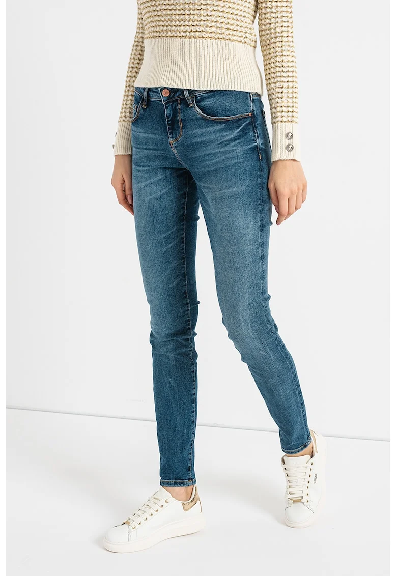 Blugi skinny cu talie medie Annette, Albastru