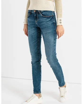 Blugi skinny cu talie medie Annette, Albastru