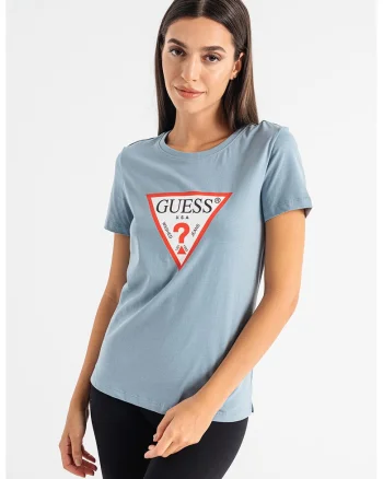 Tricou de bumbac cu imprimeu logo, Alb/Albastru pastel