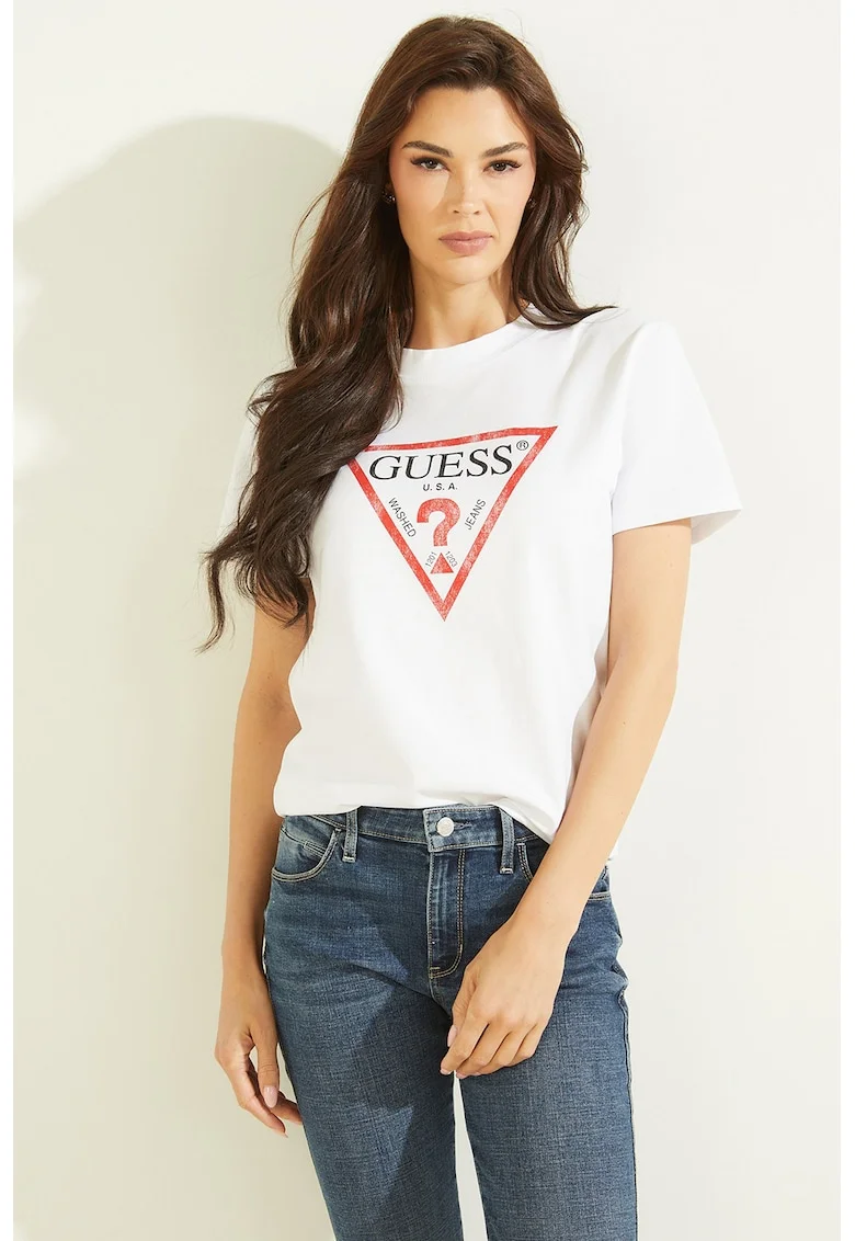 Tricou din bumbac cu imprimeu logo, Rosu/Alb/Negru