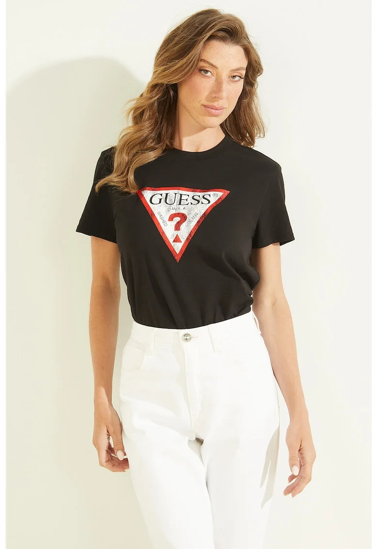 Tricou din bumbac cu imprimeu logo, Rosu/Negru/Alb murdar