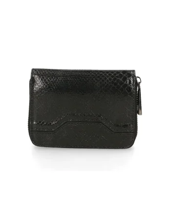 Portofel de piele cu aspect de piele de reptila 225679, Negru