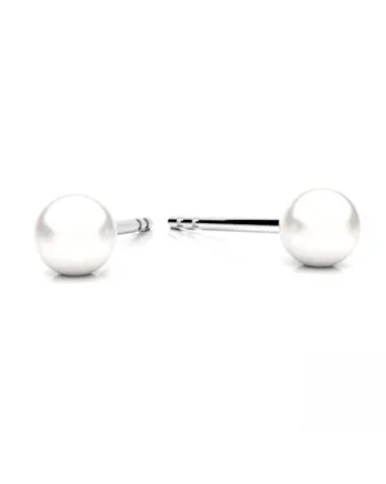 Cercei din Argint 925 cu Perle Preciosa albe, inchidere tip surub, fluturas, stud