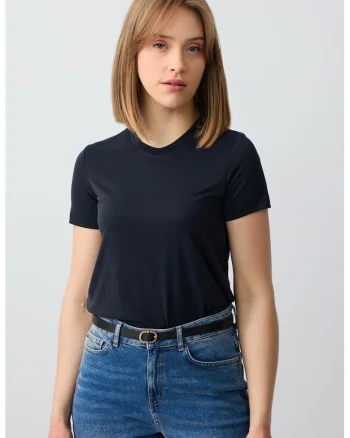 Tricou lejer din amestec de modal, Negru
