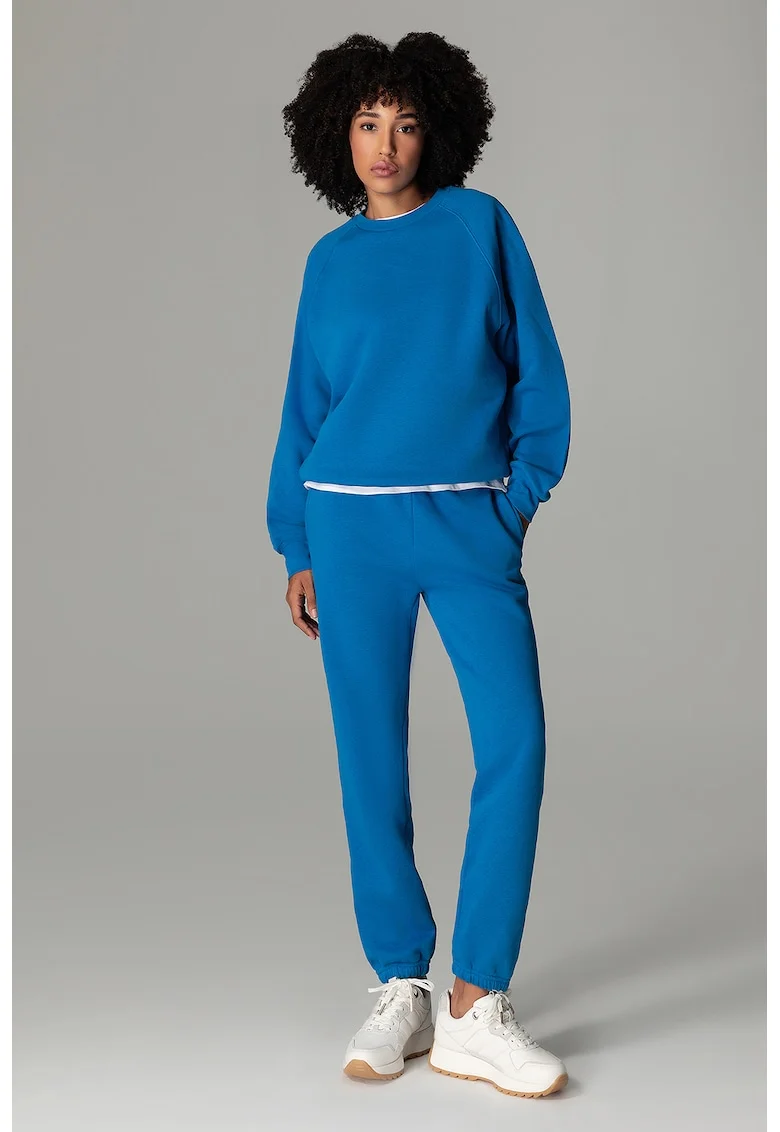 Bluza sport cu decolteu la baza gatului, uni, Albastru royal