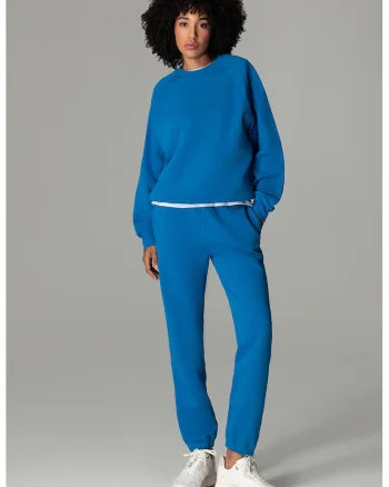 Bluza sport cu decolteu la baza gatului, uni, Albastru royal