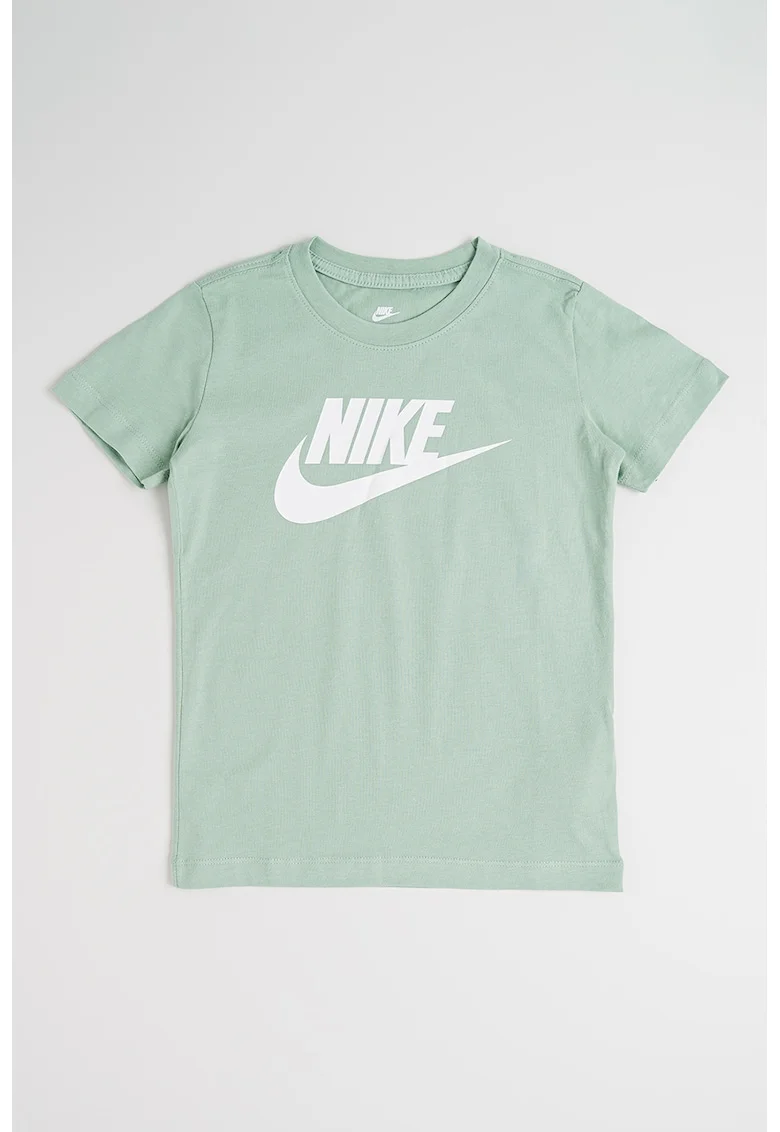 Tricou cu decolteu la baza gatului si imprimeu logo Futura, Verde deschis
