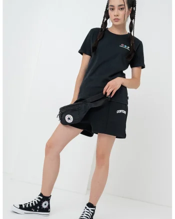 Tricou cu imprimeu grafic pe partea din spate Sea, Negru/Turcoaz