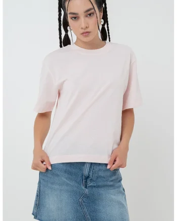 Tricou uni din bumbac organic, Roz pastel
