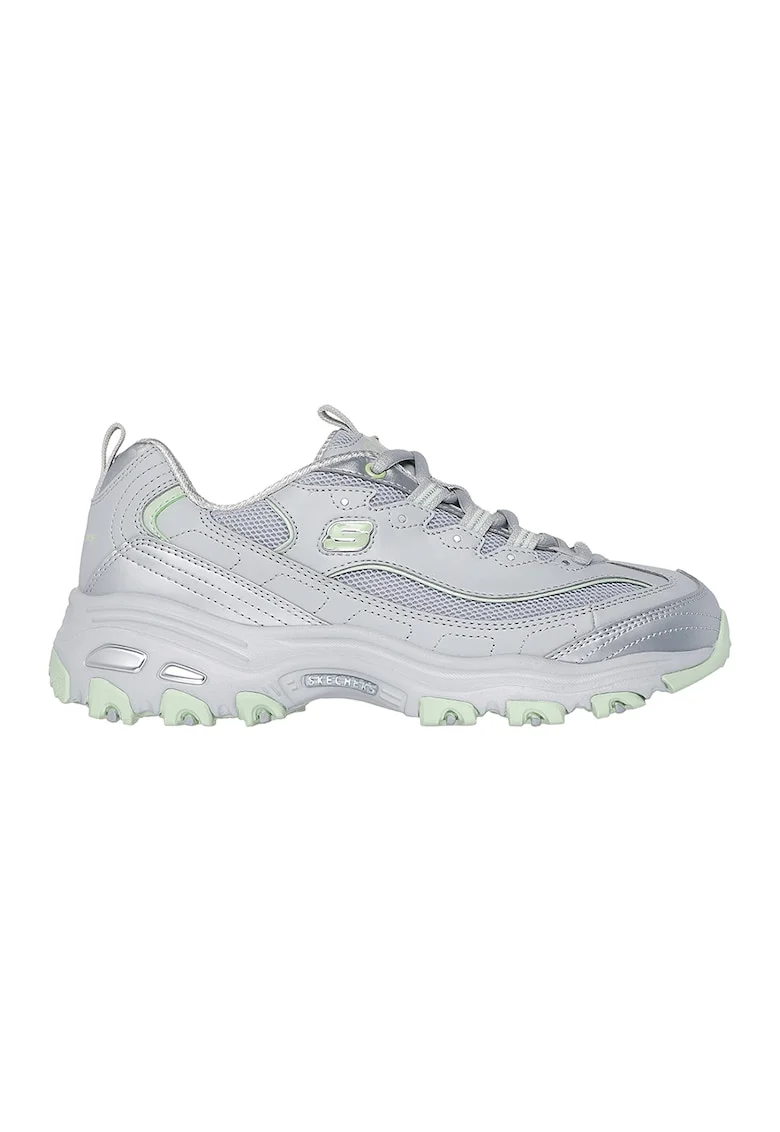 Pantofi sport de piele cu insertii de plasa D'Lites, Gri deschis/Argintiu