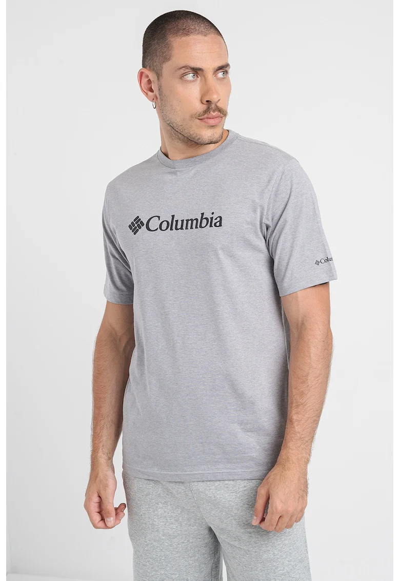 Tricou din bumbac cu decolteu la baza gatului CSC, Negru/Gri melange