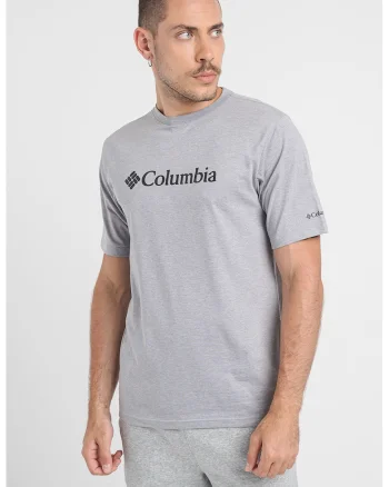 Tricou din bumbac cu decolteu la baza gatului CSC, Negru/Gri melange