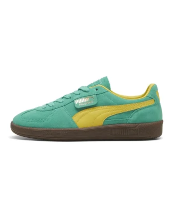Pantofi sport Palermo de piele intoarsa si piele, Verde persan/Galben mustar