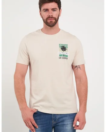 Tricou cu imprimeu grafic, Bej