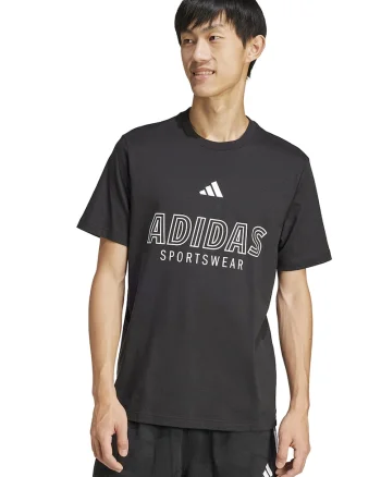 Tricou cu imprimeu logo si decolteu la baza gatului, Negru