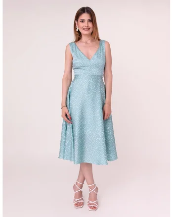 Rochie midi Morning Petals, Turcoaz
