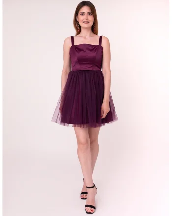 Rochie scurta evazata Dark Orchid, Visiniu