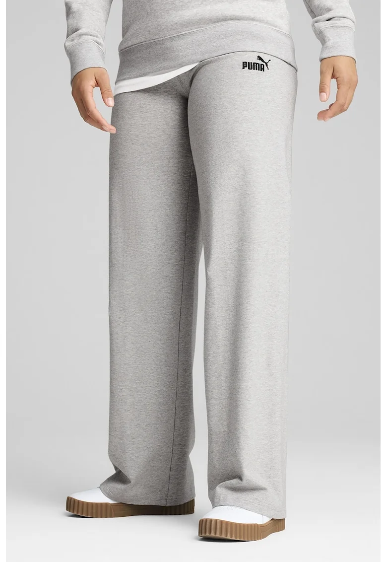 Pantaloni de trening cu croiala ampla si detaliu logo, Gri deschis