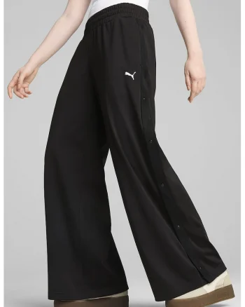 Pantaloni cu croiala ampla si garnituri laterale cu capse ESS, Negru