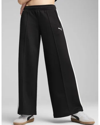 Pantaloni de trening din amestec de bumbac cu croiala ampla, Negru/Alb optic